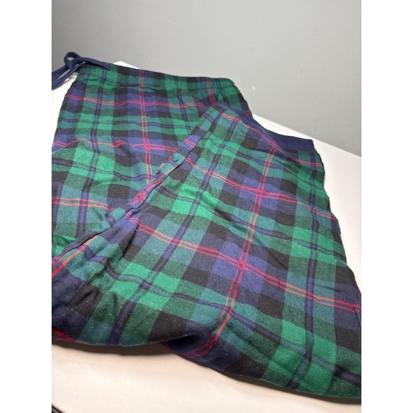 Old Navy Mens 3XL Green Blue Plaid Flannel Joggers Cuffed Drawstring Cozy - Picture 1 of 5